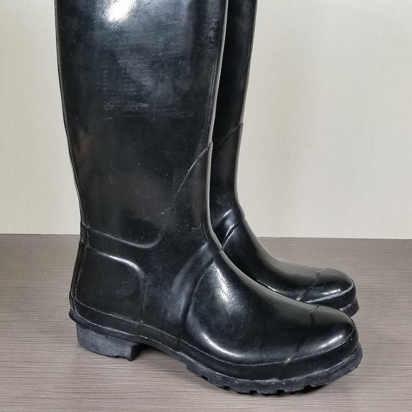 Hunter WFT1000RGL Original Tall Black Gloss Rain Boots, Womens Size 9 US / 40-41 - Picture 1 of 13
